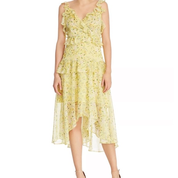 AQUA floral dress size medium chiffon ruffle straps - Picture 5 of 12